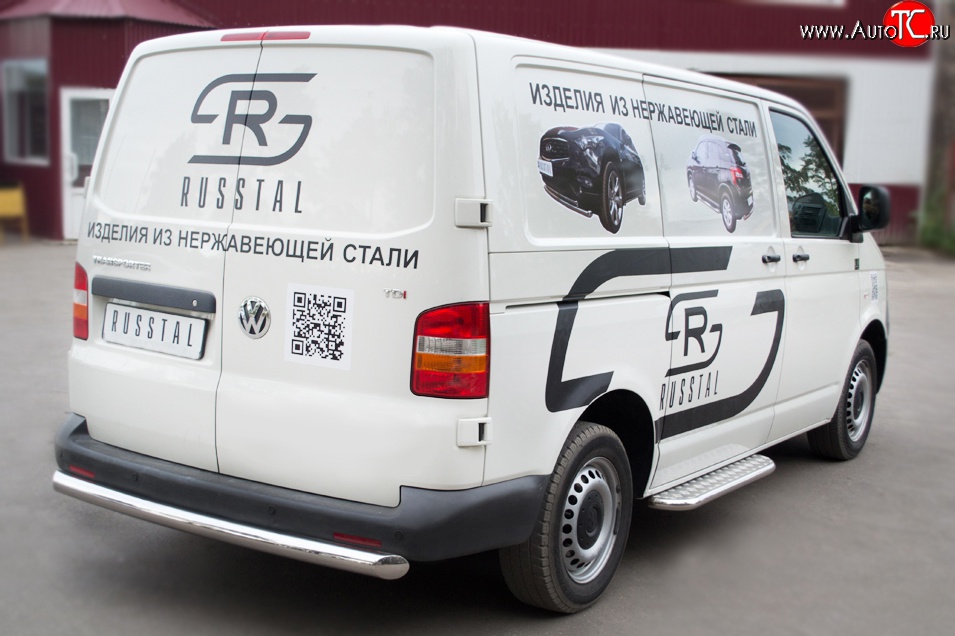 16 599 р. Защита заднего бампера (Ø76 мм, нержавейка) SLITKOFF  Volkswagen Transporter  T5 (2003-2009) дорестайлинг  с доставкой в г. Керчь