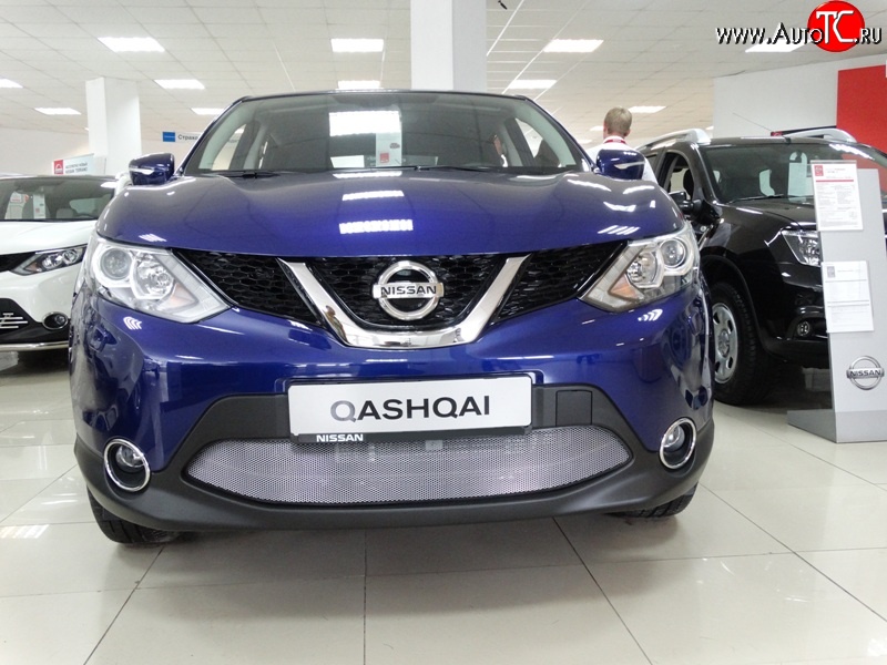 1 539 р. Сетка на бампер Russtal (хром) Nissan Qashqai 2 J11 рестайлинг (2017-2022)  с доставкой в г. Керчь