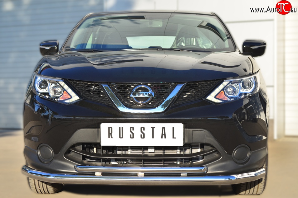 16 849 р. Защита переднего бампера (2 трубыØ63 и 42 мм, нержавейка) SLITKOFF  Nissan Qashqai  2 (2013-2019) J11 дорестайлинг  с доставкой в г. Керчь
