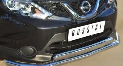13 499 р. Защита переднего бампера (2 трубыØ75х42 и 63 мм, нержавейка) Russtal Nissan Qashqai 2 J11 дорестайлинг (2013-2019)  с доставкой в г. Керчь. Увеличить фотографию 2