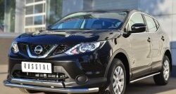 13 499 р. Защита переднего бампера (2 трубыØ75х42 и 63 мм, нержавейка) Russtal Nissan Qashqai 2 J11 дорестайлинг (2013-2019)  с доставкой в г. Керчь. Увеличить фотографию 4