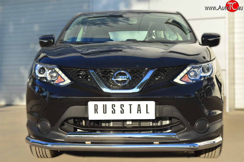 13 499 р. Защита переднего бампера (2 трубыØ75х42 и 63 мм, нержавейка) Russtal Nissan Qashqai 2 J11 дорестайлинг (2013-2019)  с доставкой в г. Керчь