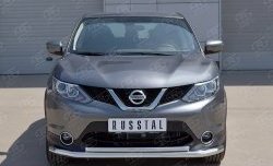 Защита переднего бампера (2 трубыØ63 и 42 мм, нержавейка) SLITKOFF Nissan Qashqai  2 (2013-2019) J11 дорестайлинг