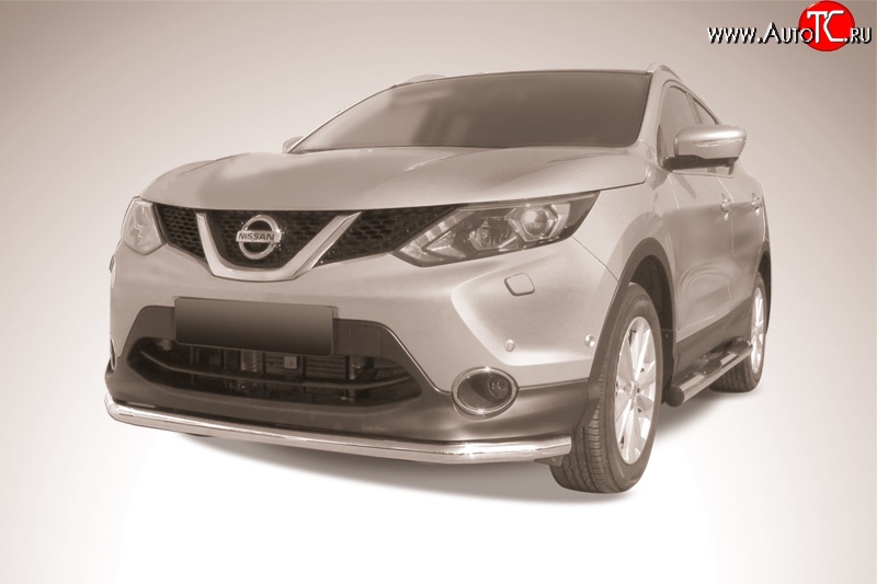 11 899 р. Одинарная защита переднего бампера из трубы диаметром 57 мм Slitkoff  Nissan Qashqai  2 (2013-2019) J11 дорестайлинг (Нержавейка, Полированная)  с доставкой в г. Керчь