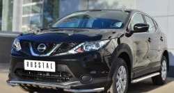 21 899 р. Защита переднего бампера (Ø42 мм с зубами, нержавейка) SLITKOFF  Nissan Qashqai  2 (2013-2019) J11 дорестайлинг  с доставкой в г. Керчь. Увеличить фотографию 2