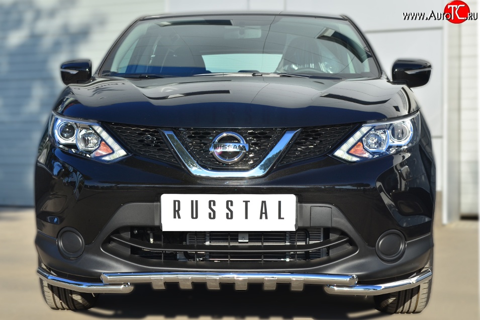 21 899 р. Защита переднего бампера (Ø42 мм с зубами, нержавейка) SLITKOFF  Nissan Qashqai  2 (2013-2019) J11 дорестайлинг  с доставкой в г. Керчь