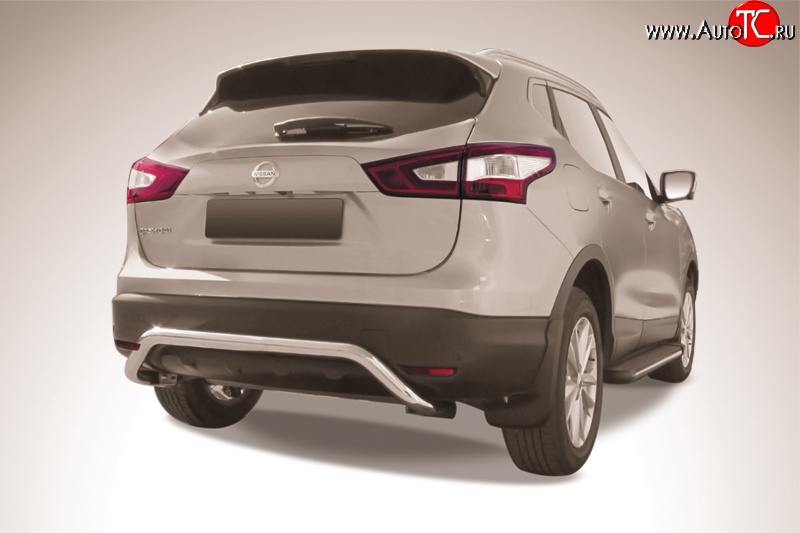 12 299 р. Фигурная защита заднего бампера диаметром 57 мм Slitkoff  Nissan Qashqai  2 (2013-2019) J11 дорестайлинг (Нержавейка, Полированная)  с доставкой в г. Керчь