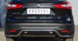 Защита заднего бампера (Ø42 мм волна, нержавейка) SLITKOFF Nissan Qashqai  2 (2013-2019) J11 дорестайлинг