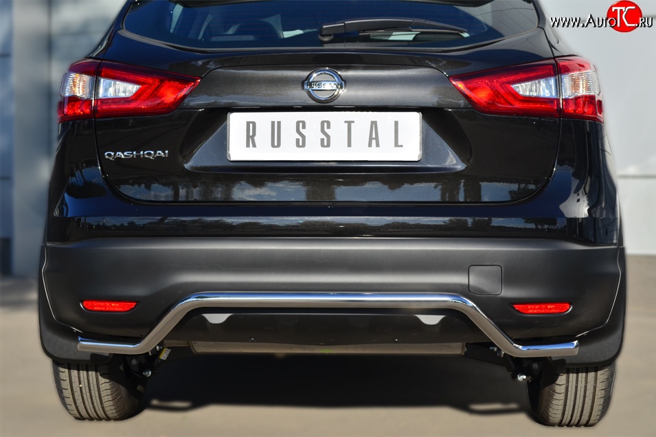 14 399 р. Защита заднего бампера (Ø42 мм волна, нержавейка) SLITKOFF  Nissan Qashqai  2 (2013-2019) J11 дорестайлинг  с доставкой в г. Керчь