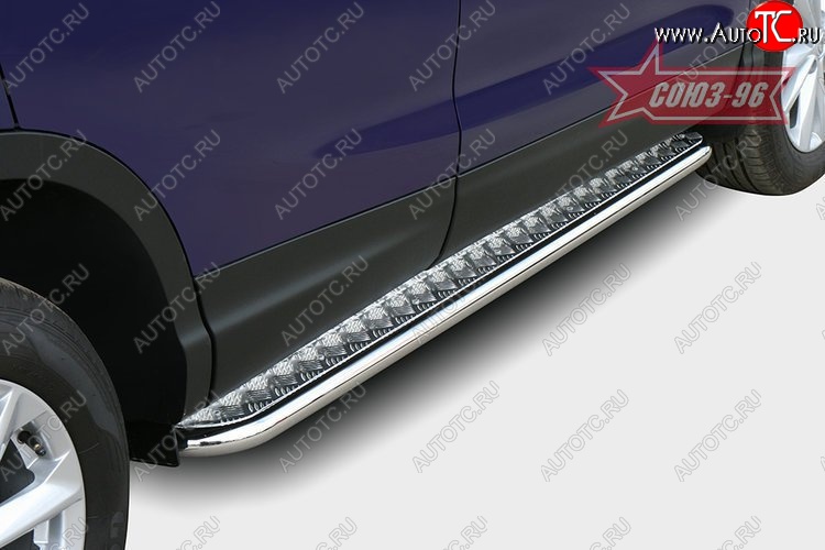 11 474 р. Защита порогов с листом Souz-96 (d42). Nissan Qashqai 2 J11 дорестайлинг (2013-2019)  с доставкой в г. Керчь