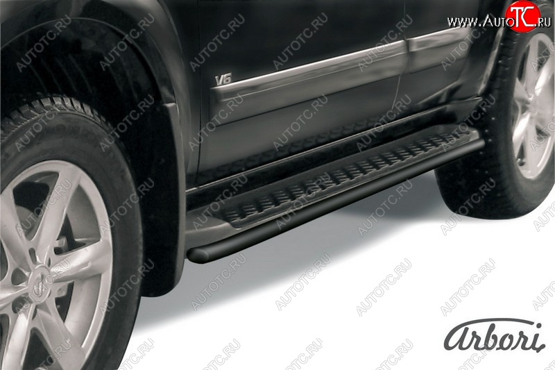 5 399 р. Защита штатных порогов Arbori (черная, d42 mm). Nissan Pathfinder R51 рестайлинг (2009-2014)  с доставкой в г. Керчь