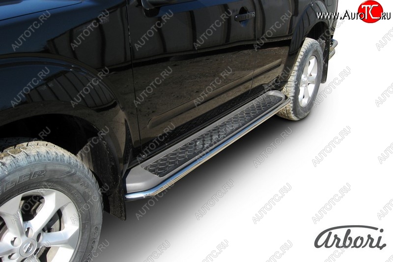 11 699 р. Защита заднего бампера Arbori (нержавейка, 1 труба d42 mm). Nissan Pathfinder R51 рестайлинг (2009-2014)  с доставкой в г. Керчь