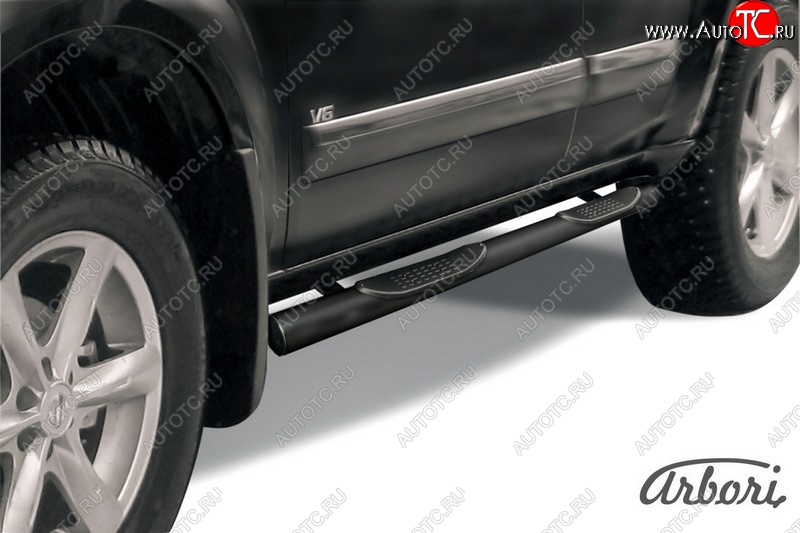 7 703 р. Защита штатных порогов Arbori (с проступью, черная, d76 mm). Nissan Pathfinder R51 рестайлинг (2009-2014)  с доставкой в г. Керчь
