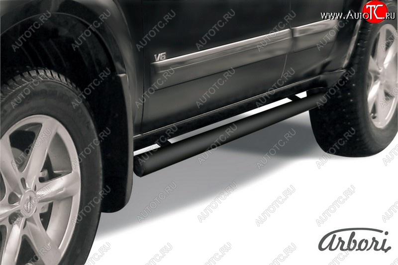 6 569 р. Защита штатных порогов Arbori (черная, d76 mm). Nissan Pathfinder R51 рестайлинг (2009-2014)  с доставкой в г. Керчь