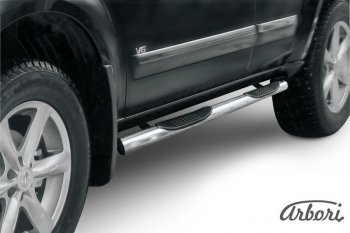 14 579 р. Защита штатных порогов Arbori (с проступью, нержавейка, d76 mm). Nissan Pathfinder R51 рестайлинг (2009-2014)  с доставкой в г. Керчь. Увеличить фотографию 2