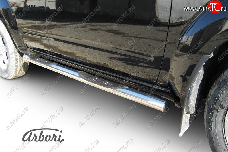14 579 р. Защита штатных порогов Arbori (с проступью, нержавейка, d76 mm). Nissan Pathfinder R51 рестайлинг (2009-2014)  с доставкой в г. Керчь
