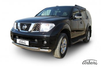 15 749 р. Защита переднего бампера Arbori (нержавейка, 2 трубы d76 и 57 mm) Nissan Pathfinder R51 рестайлинг (2009-2014)  с доставкой в г. Керчь. Увеличить фотографию 2