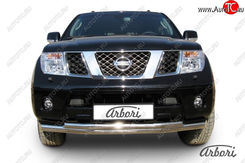 15 749 р. Защита переднего бампера Arbori (нержавейка, 2 трубы d76 и 57 mm) Nissan Pathfinder R51 рестайлинг (2009-2014)  с доставкой в г. Керчь