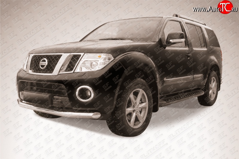 13 499 р. Защита переднего бампера Slitkoff (Ø76) Nissan Pathfinder R51 рестайлинг (2009-2014) (Нержавейка, Полированная)  с доставкой в г. Керчь