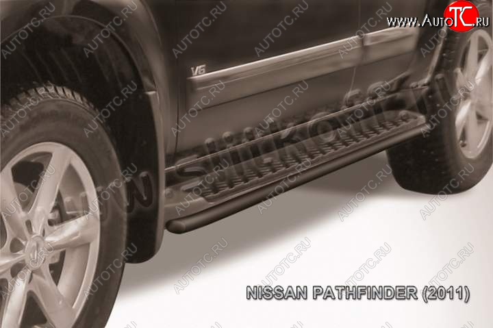 7 649 р. Защита штатного порога d42 Slitkoff  Nissan Pathfinder  R51 (2009-2014) рестайлинг (Цвет: серебристый)  с доставкой в г. Керчь