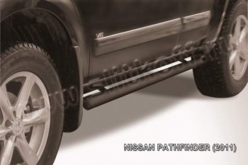 10 599 р. Защита порогов Slitkoff  Nissan Pathfinder  R51 (2009-2014) рестайлинг (Цвет: серебристый)  с доставкой в г. Керчь. Увеличить фотографию 2