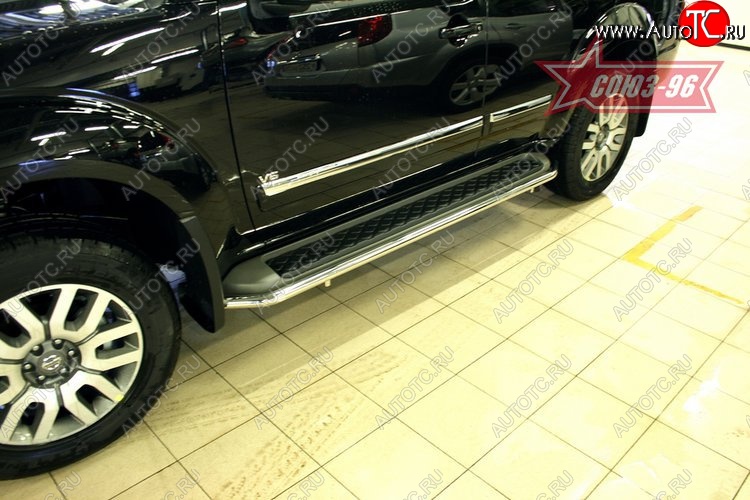 10 844 р. Защита штатных порогов Souz-96 (d42) Nissan Pathfinder R51 рестайлинг (2009-2014)  с доставкой в г. Керчь