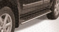 Защита штатных порогов из круглой трубы диаметром 42 мм Slitkoff Nissan Pathfinder  R51 (2009-2014) рестайлинг