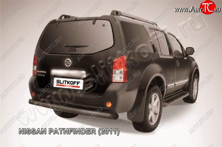 9 449 р. Защита задняя Slitkoff  Nissan Pathfinder  R51 (2009-2014) рестайлинг (Цвет: серебристый)  с доставкой в г. Керчь