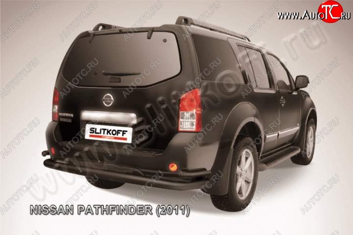 11 299 р. Защита задняя Slitkoff Nissan Pathfinder R51 рестайлинг (2009-2014) (Цвет: серебристый)  с доставкой в г. Керчь