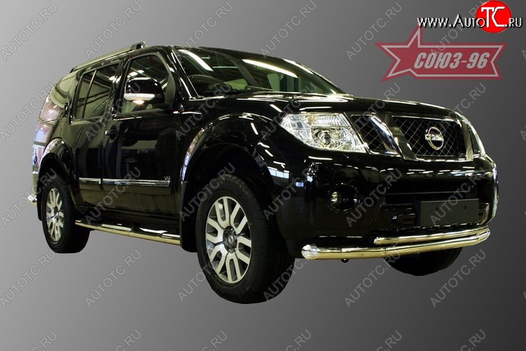 23 669 р. Защита переднего бампера двойная Souz-96 (d76/42) Nissan Pathfinder R51 рестайлинг (2009-2014)  с доставкой в г. Керчь