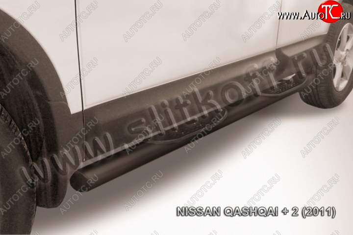 11 649 р. Защита порогов Slitkoff  Nissan Qashqai +2  1 (2010-2014) J10 рестайлинг (Цвет: серебристый)  с доставкой в г. Керчь