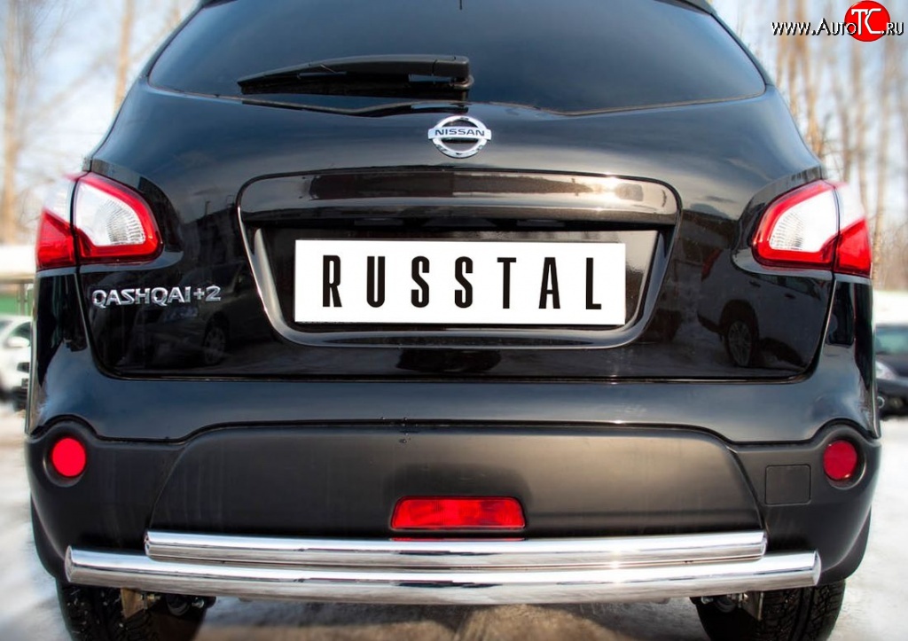16 499 р. Защита заднего бампера (Ø63 и 42 мм, нержавейка) SLITKOFF  Nissan Qashqai +2  1 (2010-2014) J10 рестайлинг  с доставкой в г. Керчь