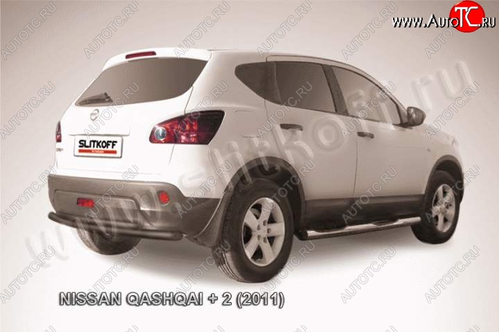 8 949 р. Защита задняя Slitkoff Nissan Qashqai +2 1 J10 рестайлинг (2010-2014) (Цвет: серебристый)  с доставкой в г. Керчь