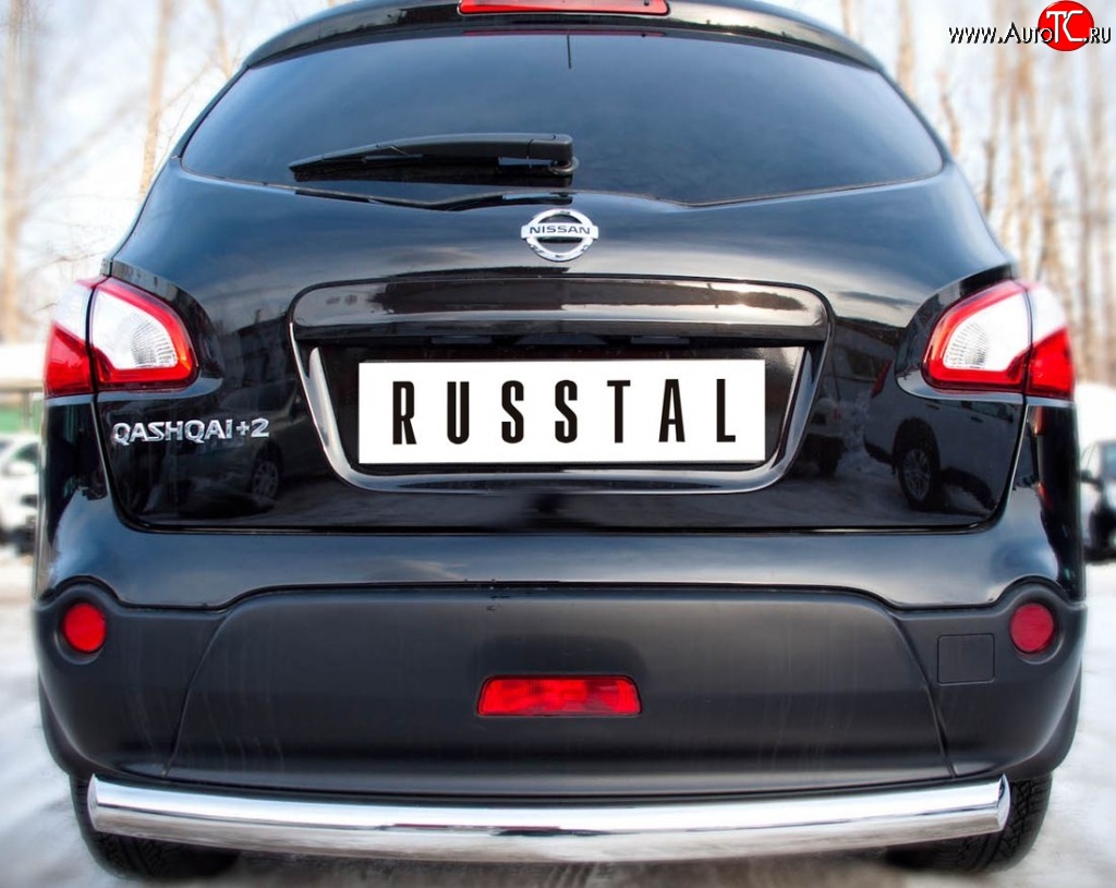 14 499 р. Одинарная защита заднего бампера из трубы диаметром 76 мм SLITKOFF  Nissan Qashqai +2  1 (2010-2014) J10 рестайлинг  с доставкой в г. Керчь