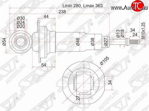 2 299 р. Левый амортизатор задний SAT  Nissan AD  Y11 - Wingroad  2 Y11  с доставкой в г. Керчь