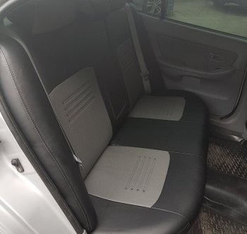 9 449 р. Чехлы для сидений (N16/B10) Lord Autofashion Турин (экокожа, раздельная спинка) Nissan Almera N16 седан дорестайлинг (2000-2003) (Чёрный, вставка серая)  с доставкой в г. Керчь. Увеличить фотографию 3