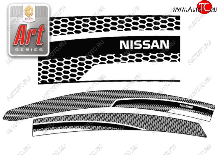 2 199 р. Дефлектора окон CA-Plastic  Nissan Almera  G15 (2012-2019) седан (Серия Art графит, Без хром.молдинга)  с доставкой в г. Керчь
