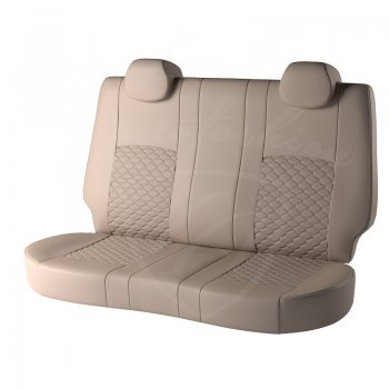 4 749 р. Чехлы для сидений (G11/G15) Lord Autofashion Турин Соты (экокожа)  Nissan Almera  G15 (2012-2019) седан (Бежевый, вставка Бежевая, строчка Бежевая)  с доставкой в г. Керчь. Увеличить фотографию 2