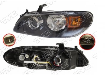 Левая фара (под электрокорректор, внутри чёрная) TYC Nissan Almera  N16 (2002-2006) седан рестайлинг