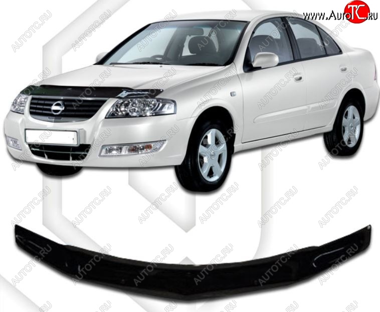 1 899 р. Дефлектор капота CA-Plastic  Nissan Almera Classic  седан (2006-2013) B10 (Classic черный, Без надписи)  с доставкой в г. Керчь