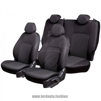 5 999 р. Чехлы для сидений Lord Autofashion Дублин (жаккард, сплошная спинка). Nissan Almera Classic седан B10 (2006-2013) (Черный, вставка Ёж Белый)  с доставкой в г. Керчь. Увеличить фотографию 2