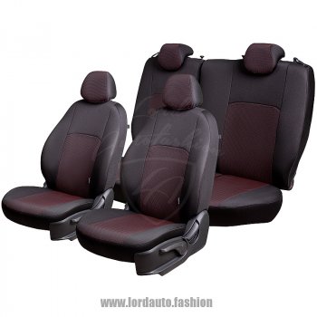 5 999 р. Чехлы для сидений Lord Autofashion Дублин (жаккард, сплошная спинка) Nissan Almera Classic седан B10 (2006-2013) (Черный, вставка Ёж Красный)  с доставкой в г. Керчь. Увеличить фотографию 2