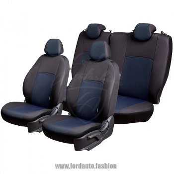 5 999 р. Чехлы для сидений Lord Autofashion Дублин (жаккард, сплошная спинка) Nissan Almera Classic седан B10 (2006-2013) (Черный, вставка Ёж Синий)  с доставкой в г. Керчь. Увеличить фотографию 3