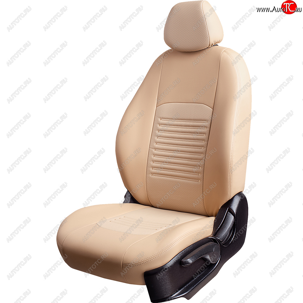 9 449 р. Чехлы для сидений Lord Autofashion Турин (экокожа, сплошная спинка, 3 Г-образных подголовника)  Nissan Almera Classic  седан (2006-2013) B10 (Бежевый, вставка бежевая)  с доставкой в г. Керчь