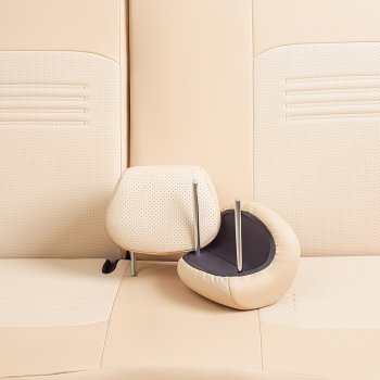9 449 р. Чехлы для сидений Lord Autofashion Турин (экокожа, сплошная спинка, 3 Г-образных подголовника)  Nissan Almera Classic  седан (2006-2013) B10 (Бежевый, вставка бежевая)  с доставкой в г. Керчь. Увеличить фотографию 5