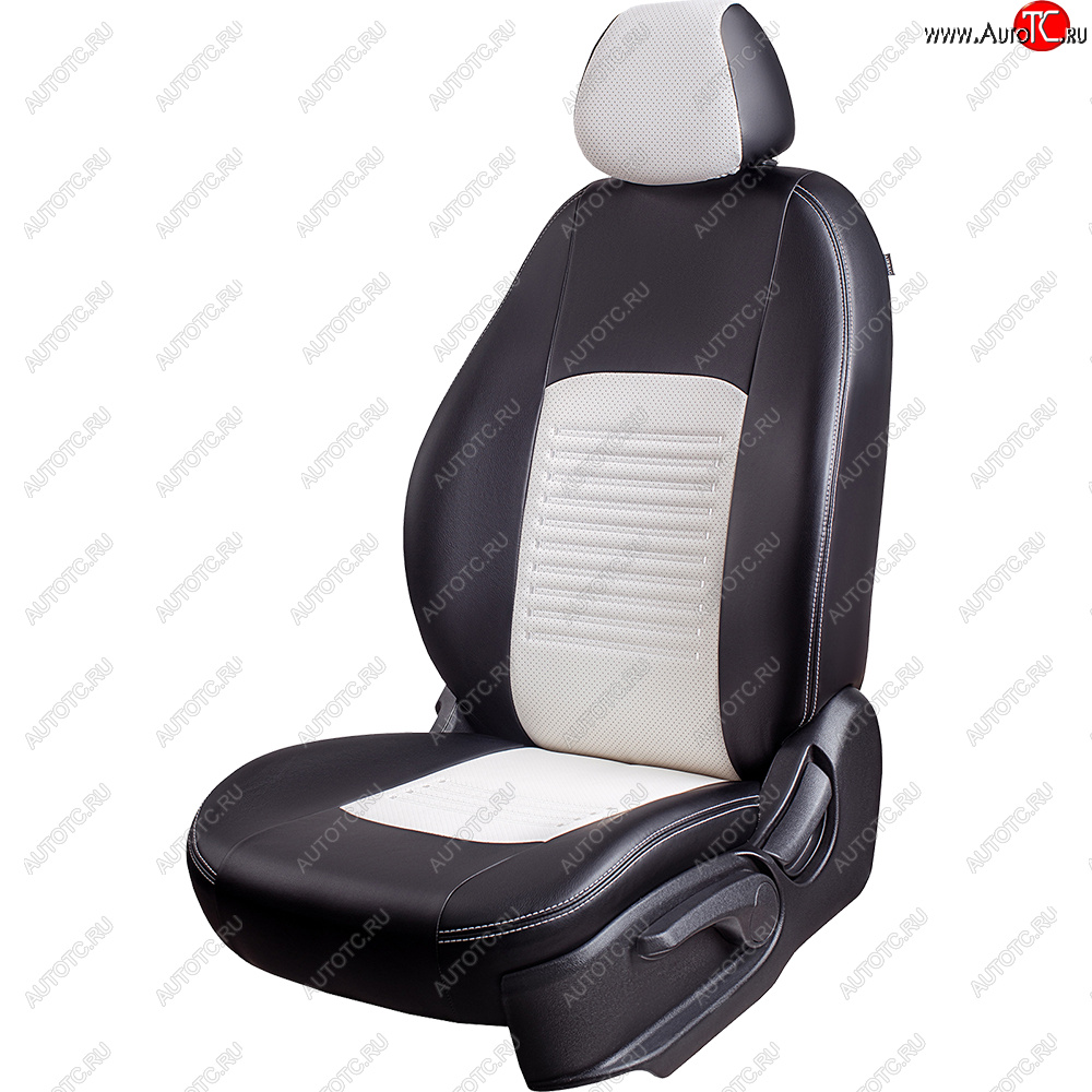 9 449 р. Чехлы для сидений Lord Autofashion Турин (экокожа, сплошная спинка, 3 Г-образных подголовника)  Nissan Almera Classic  седан (2006-2013) B10 (Черный, вставка белая)  с доставкой в г. Керчь