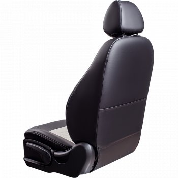 9 449 р. Чехлы для сидений Lord Autofashion Турин (экокожа, сплошная спинка, 3 Г-образных подголовника)  Nissan Almera Classic  седан (2006-2013) B10 (Черный, вставка белая)  с доставкой в г. Керчь. Увеличить фотографию 3