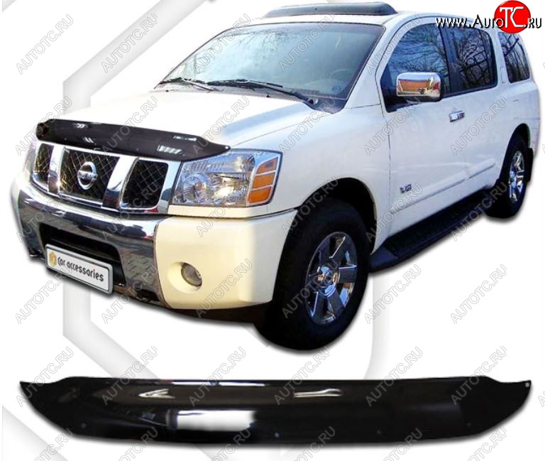 2 159 р. Дефлектор капота CA-Plastic Nissan Armada TA60 дорестайлинг (2003-2007) (Classic черный, Без надписи)  с доставкой в г. Керчь