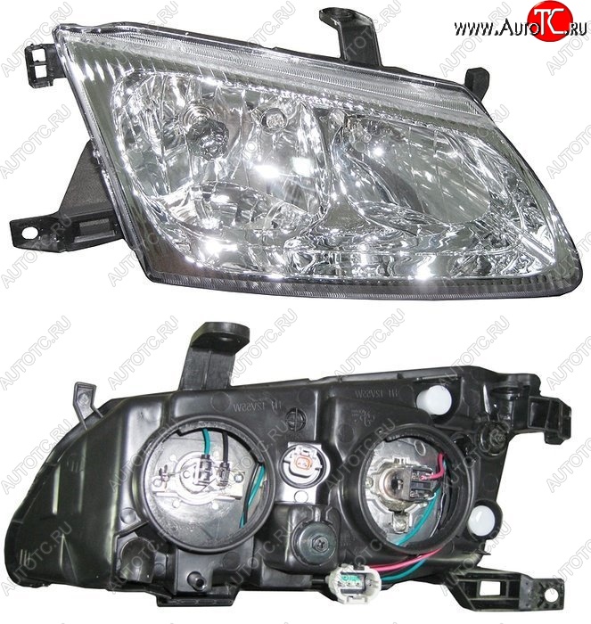 3 599 р. Правая фара SAT (2 лампочки)  Nissan Bluebird Sylphy  седан (2000-2003) G10 дорестайлинг  с доставкой в г. Керчь
