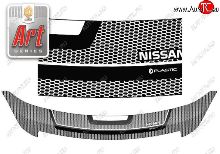 2 299 р. Дефлектор капота CA-Plastiс  Nissan Bluebird Sylphy  седан (2005-2012) G11 (Серия Art белая)  с доставкой в г. Керчь